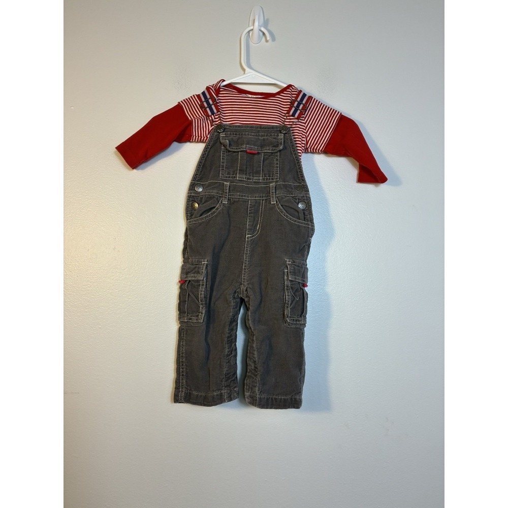 Baby Boden Boys Overalls And Top Sz 6-12m Dark Gray corduroy Classic